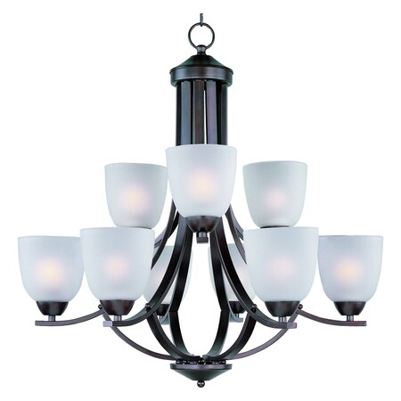 Maxim Nine Light Oil Rubbed Bronze Frosted Glass Up Chandelier 11226FTOI